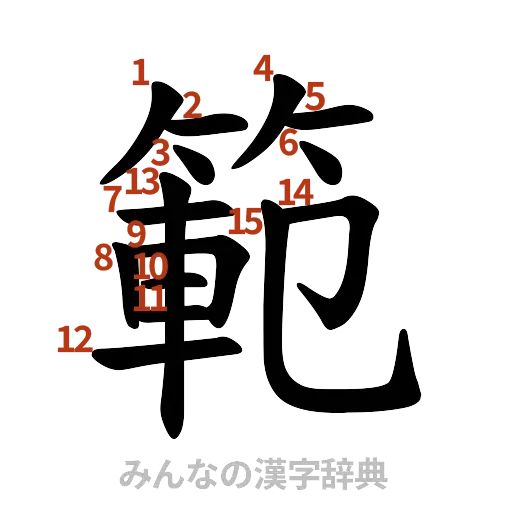 漢字「範」の書き順と画数