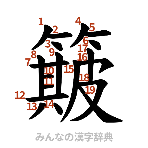 漢字「簸」の書き順と画数