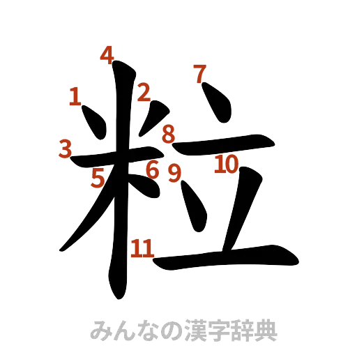 漢字「粒」の書き順と画数