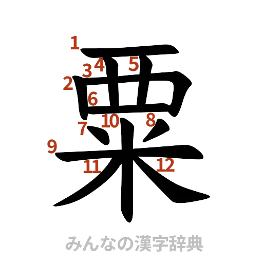 漢字「粟」の書き順と画数