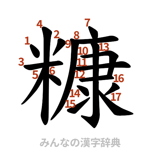 漢字「糠」の書き順と画数