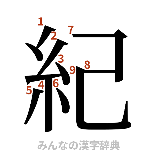 漢字「紀」の書き順と画数