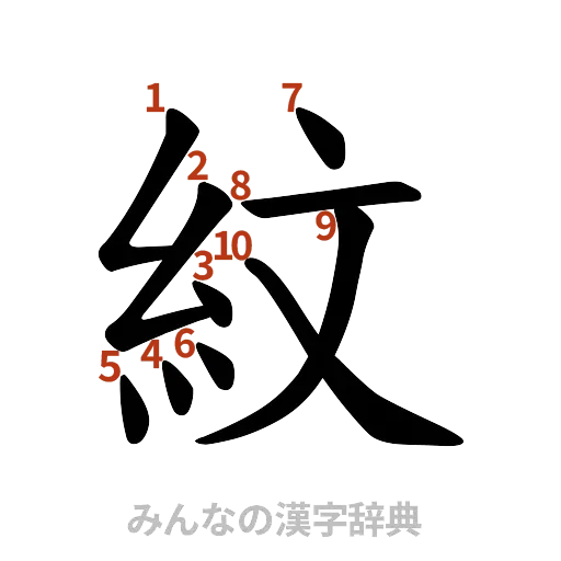 漢字「紋」の書き順と画数