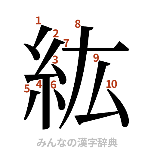 漢字「紘」の書き順と画数