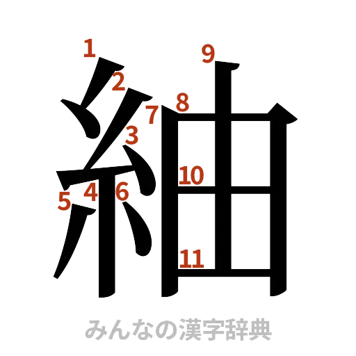 漢字「紬」の書き順と画数
