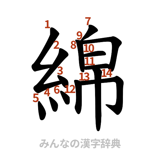 漢字「綿」の書き順と画数