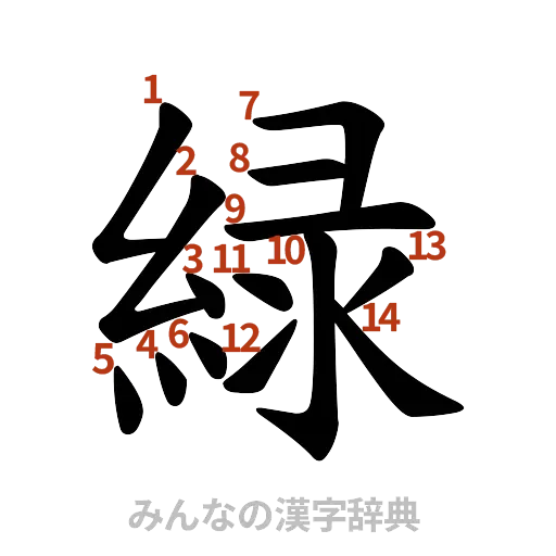 漢字「緑」の書き順と画数