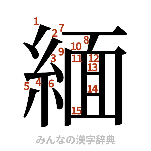 漢字「緬」の書き順と画数