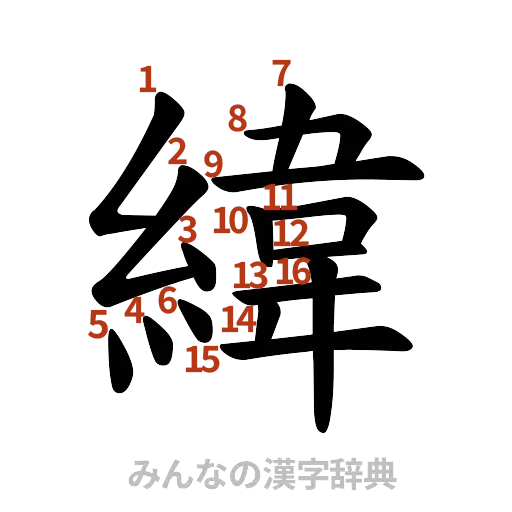 漢字「緯」の書き順と画数