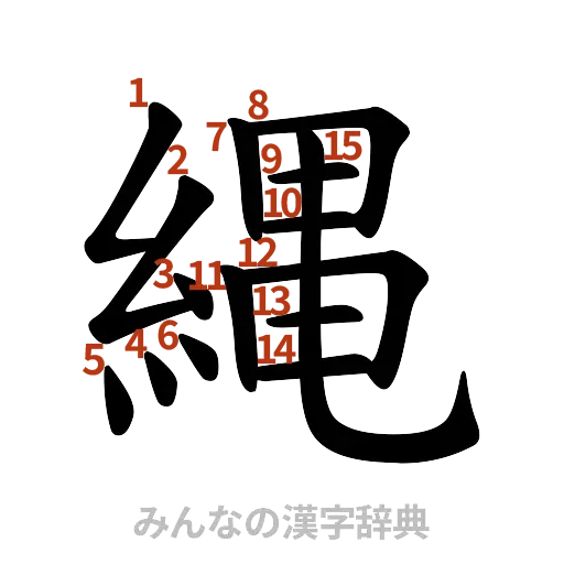漢字「縄」の書き順と画数