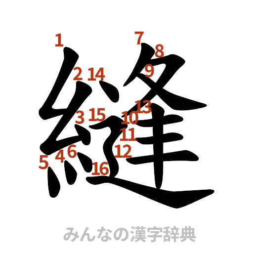 漢字「縫」の書き順と画数