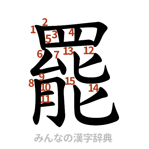 漢字「罷」の書き順と画数