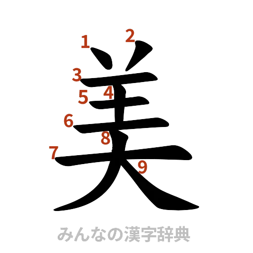 漢字「美」の書き順と画数