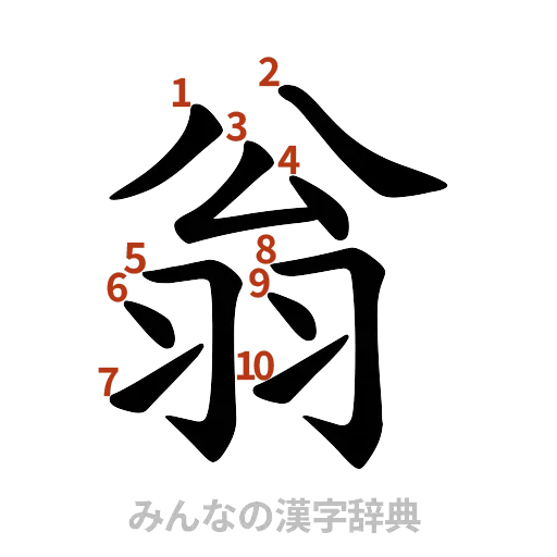 漢字「翁」の書き順と画数