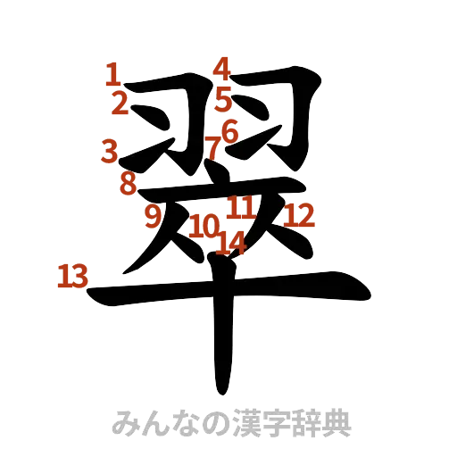 漢字「翠」の書き順と画数