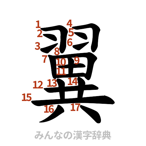 漢字「翼」の書き順と画数