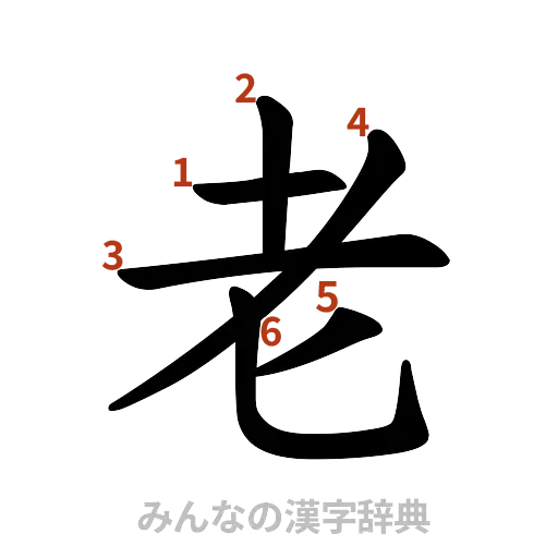 漢字「老」の書き順と画数