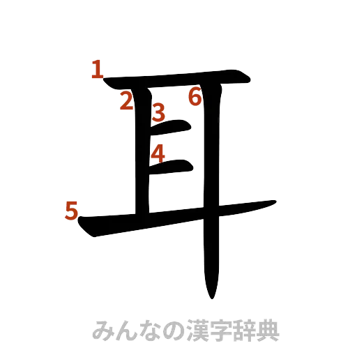 漢字「耳」の書き順と画数