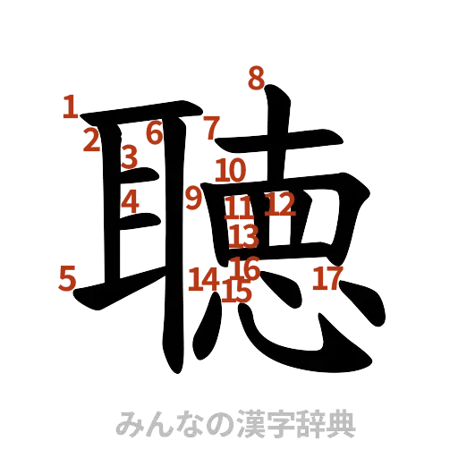 漢字「聴」の書き順と画数