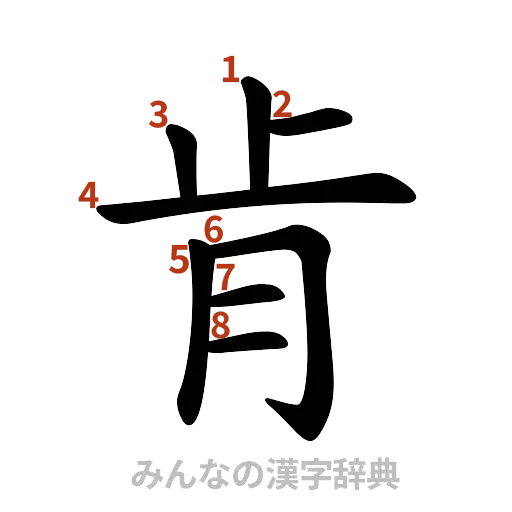 漢字「肯」の書き順と画数