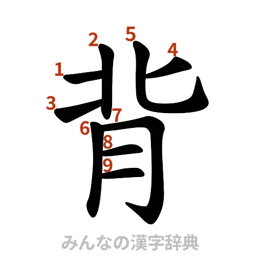 漢字「背」の書き順と画数