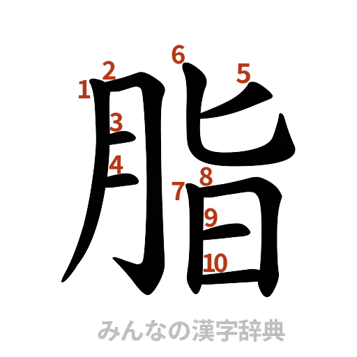 漢字「脂」の書き順と画数