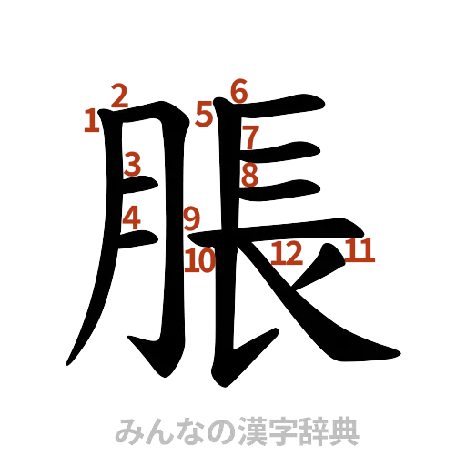漢字「脹」の書き順と画数