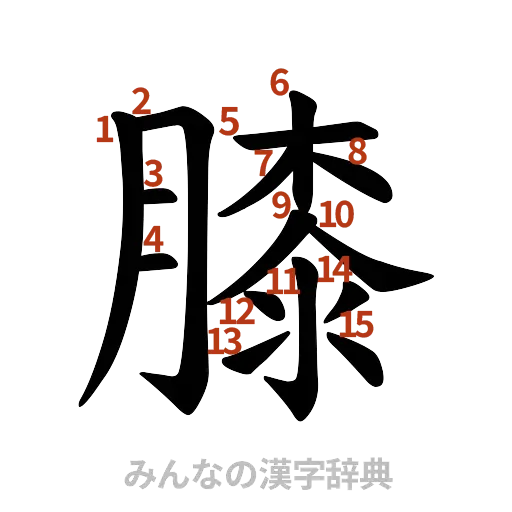 漢字「膝」の書き順と画数