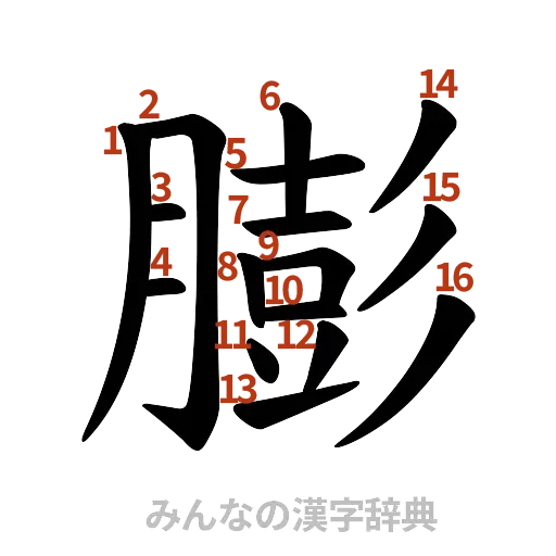 漢字「膨」の書き順と画数