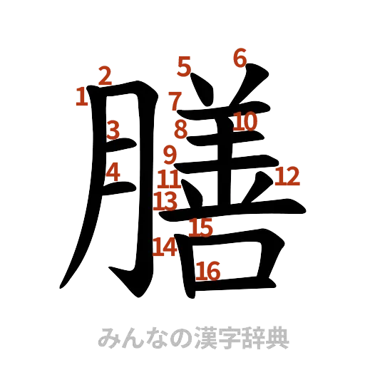 漢字「膳」の書き順と画数