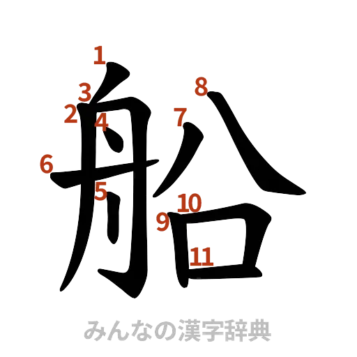 漢字「船」の書き順と画数
