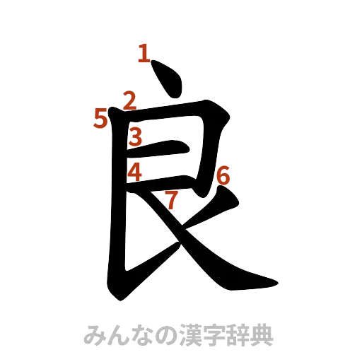 漢字「良」の書き順と画数