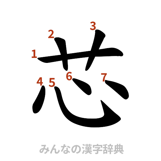 漢字「芯」の書き順と画数