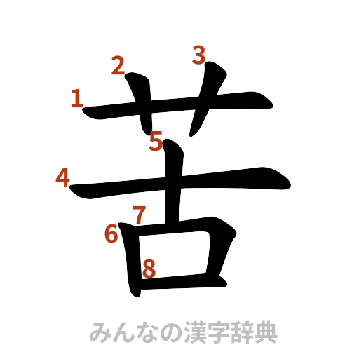 漢字「苦」の書き順と画数