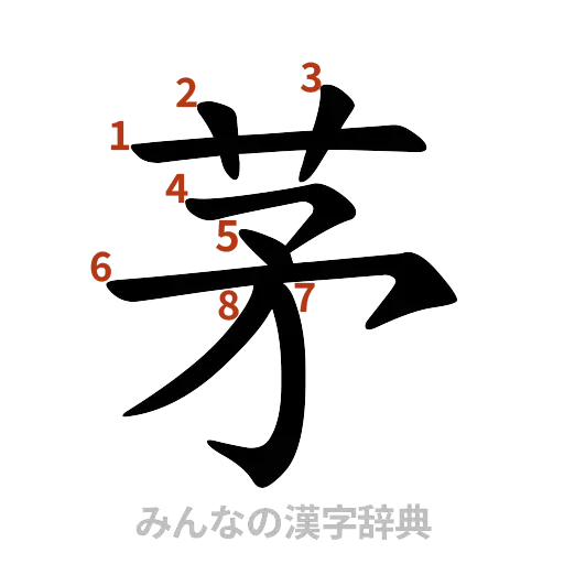 漢字「茅」の書き順と画数