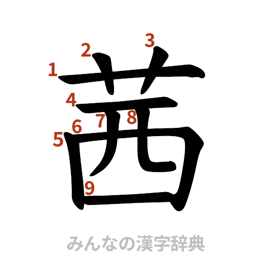 漢字「茜」の書き順と画数