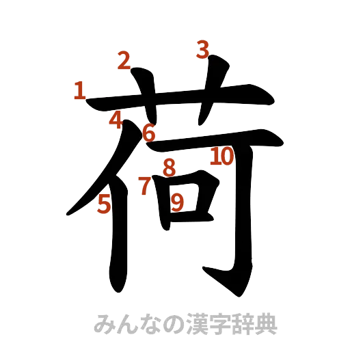 漢字「荷」の書き順と画数