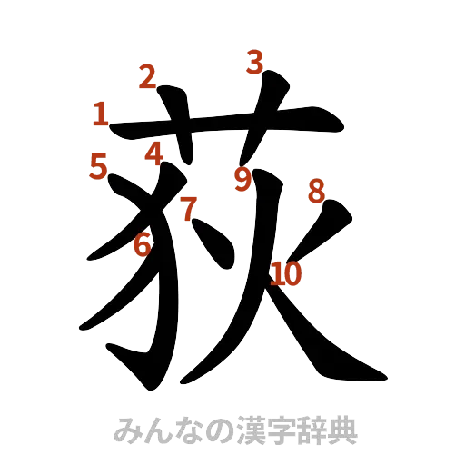 漢字「荻」の書き順と画数