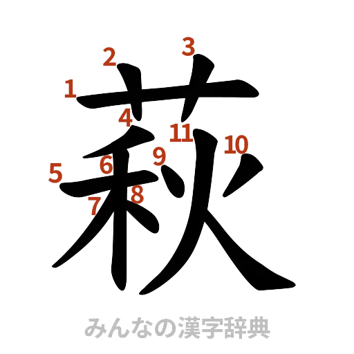 漢字「萩」の書き順と画数