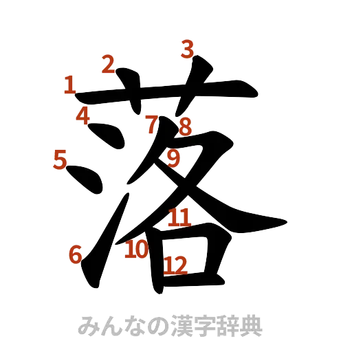漢字「落」の書き順と画数