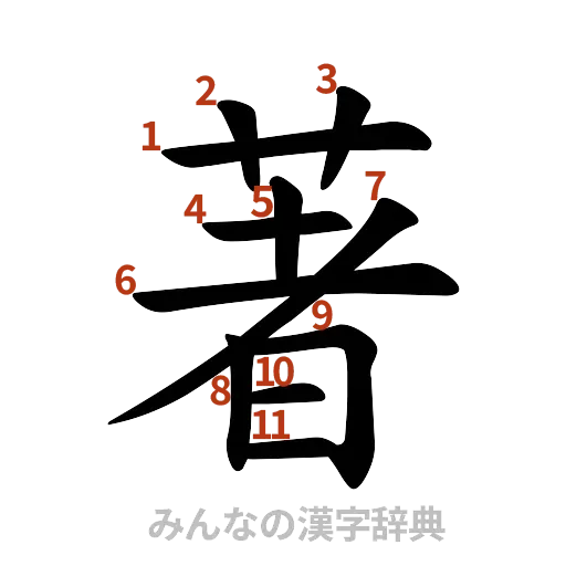 漢字「著」の書き順と画数