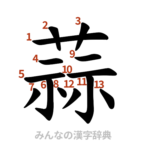 漢字「蒜」の書き順と画数
