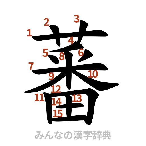 漢字「蕃」の書き順と画数