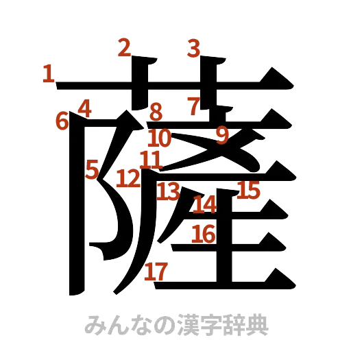 漢字「薩」の書き順と画数