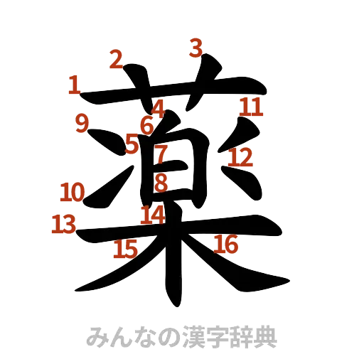 漢字「薬」の書き順と画数