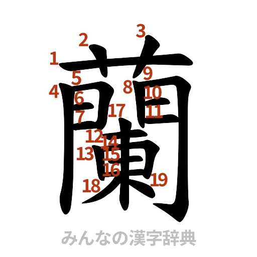 漢字「蘭」の書き順と画数