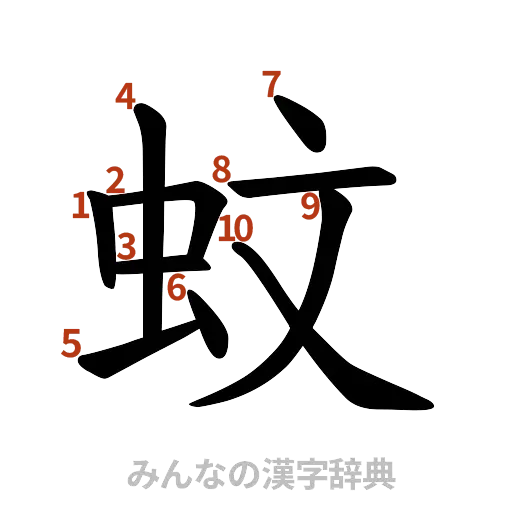 漢字「蚊」の書き順と画数