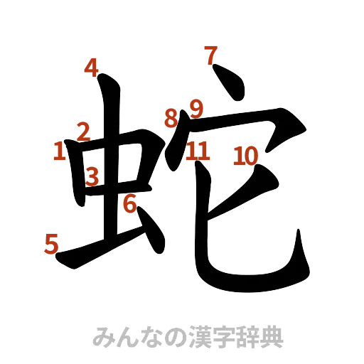 漢字「蛇」の書き順と画数