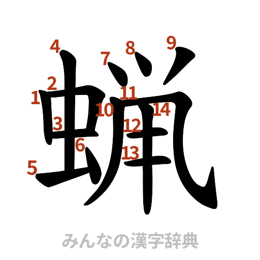 漢字「蝋」の書き順と画数