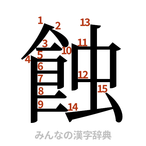 漢字「蝕」の書き順と画数